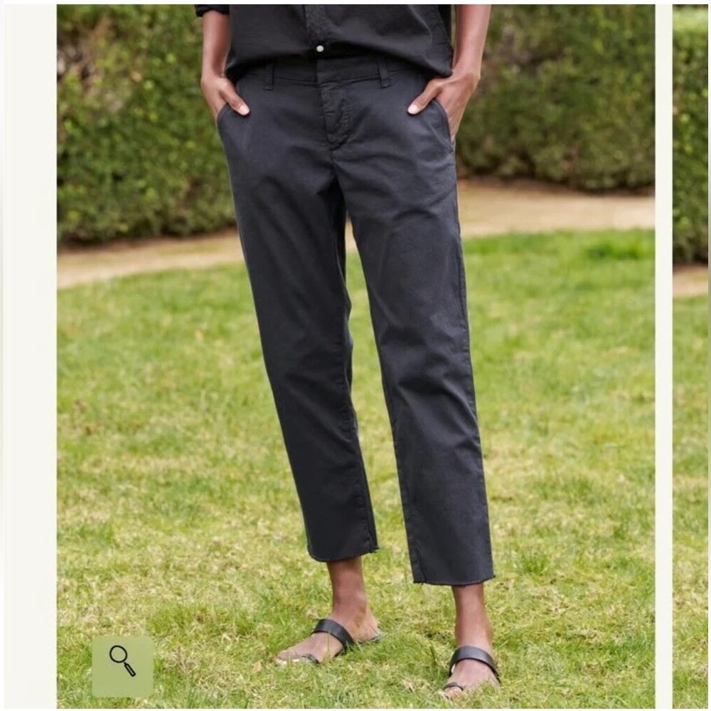 Frank & Eileen Wicklow Washed Black Mid Rise Raw Hem Chino Pants US8 ($298)